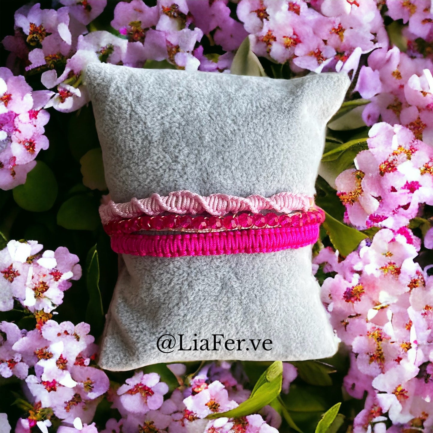 Macrame Bracelets 3 in 1. Pink