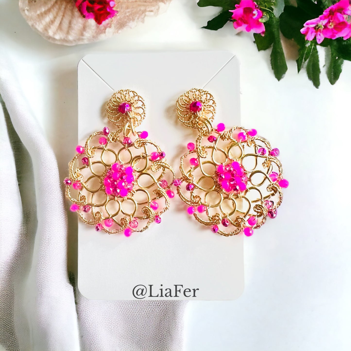 Mandala style pink earring