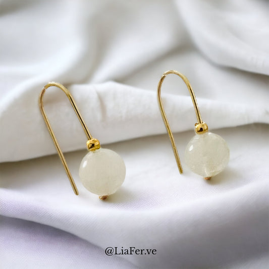 Hook Earrings With White Quartz